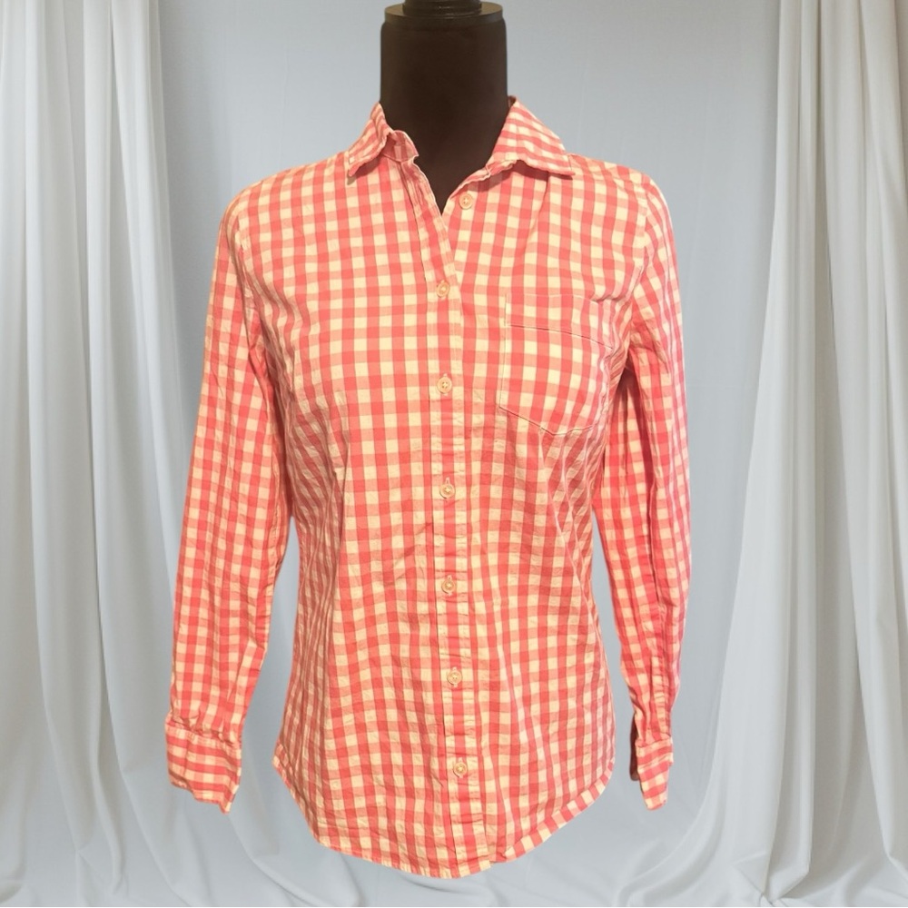 J. Crew Pink and White Checkered Button Down Shirt